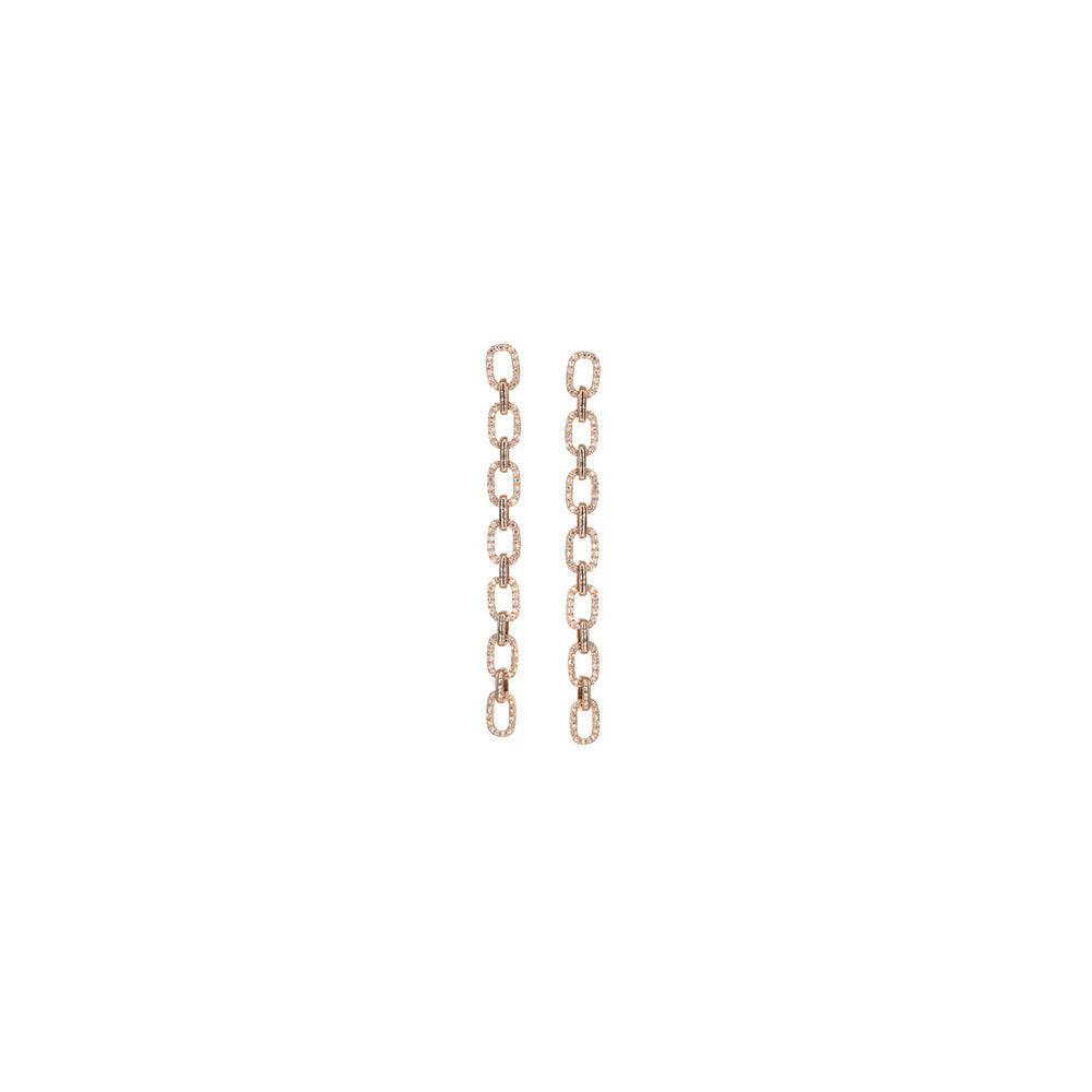 14KT Rose Gold Diamond Chain Link Earrings