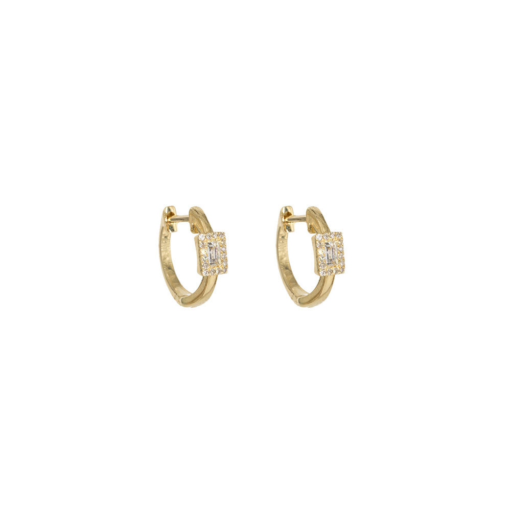 14KT Yellow Gold Diamond Pave and Diamond Baguette Huggy