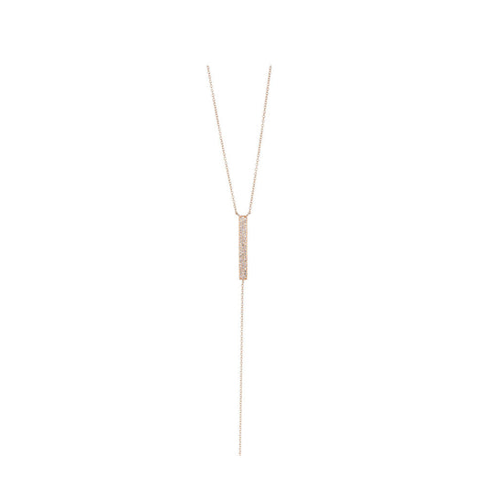 14KT Rose Gold Diamond Pave Bar Lariat