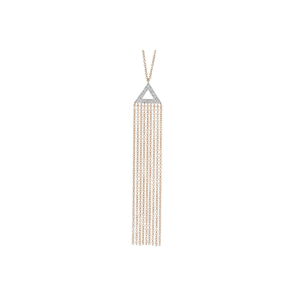 14KT Rose Gold Diamond Pave Triangle Fringe Necklace