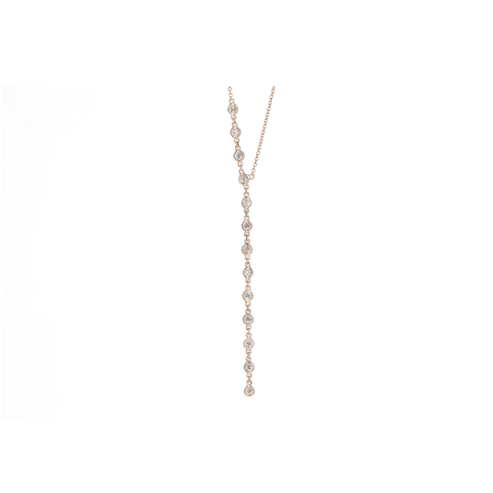 14KT Rose Gold Diamond Bezel Set Lariat