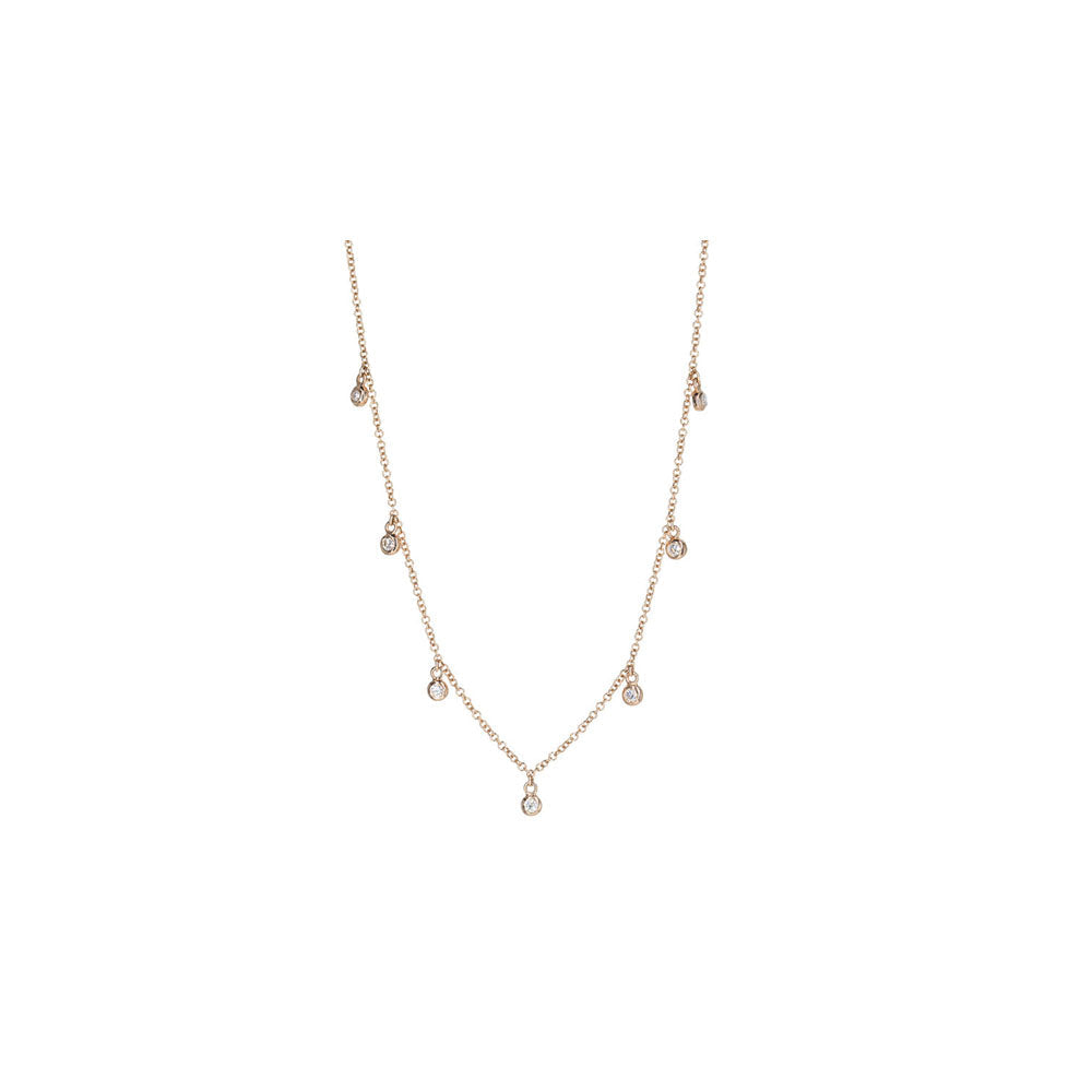 14KT Rose Gold Diamond Bezel Set Multiple Drop Necklace