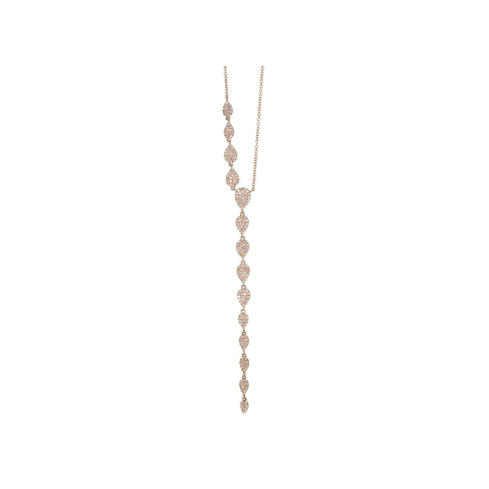 14KT Rose Gold Diamond Pave Pear Shape Lariat