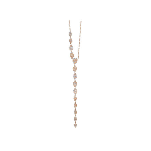 14KT Rose Gold Diamond Pave Pear Shape Lariat
