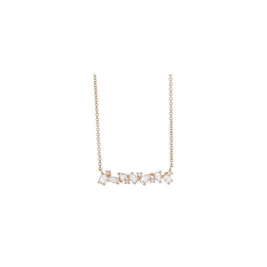 14KT Rose Gold Fancy Shape Rose Cut Bar Necklace