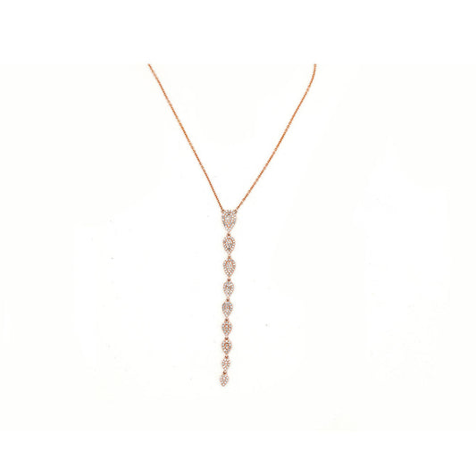 14k Rose Gold Diamond Pave Multiple Pear Shape Lariat
