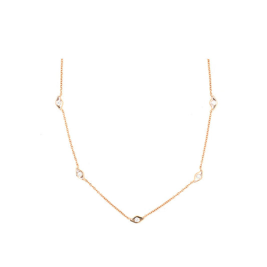 14k Rose Gold and Diamond Multiple Evil Eye Necklace