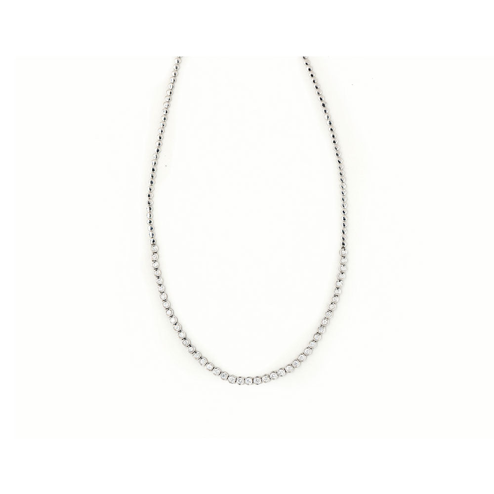 14k White Gold Diamond Bezel Set Choker