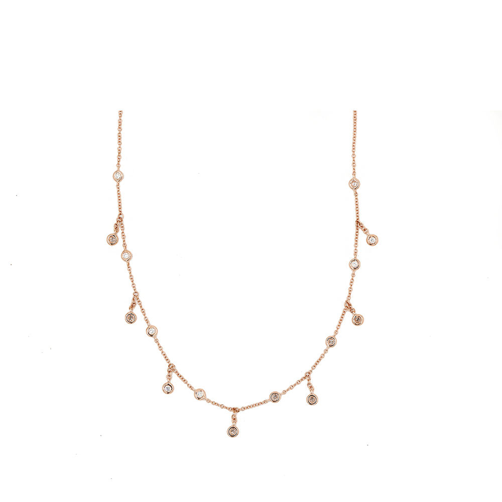 14k Rose Gold Diamond Choker