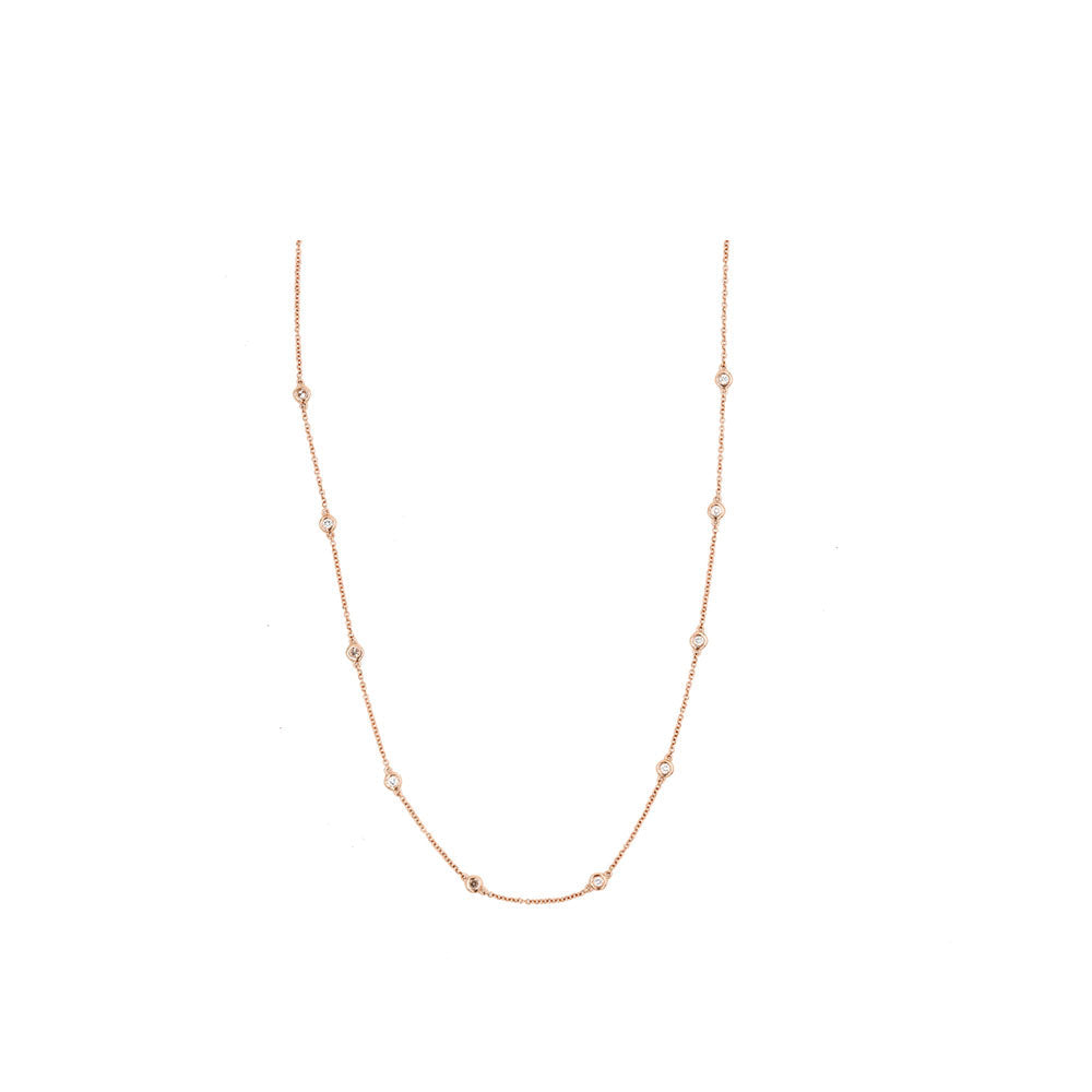 14k Rose Gold Diamond By The Yard Choker