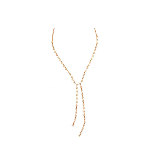 14k Rose Gold Diamond Bezel Set Double Row Lariat
