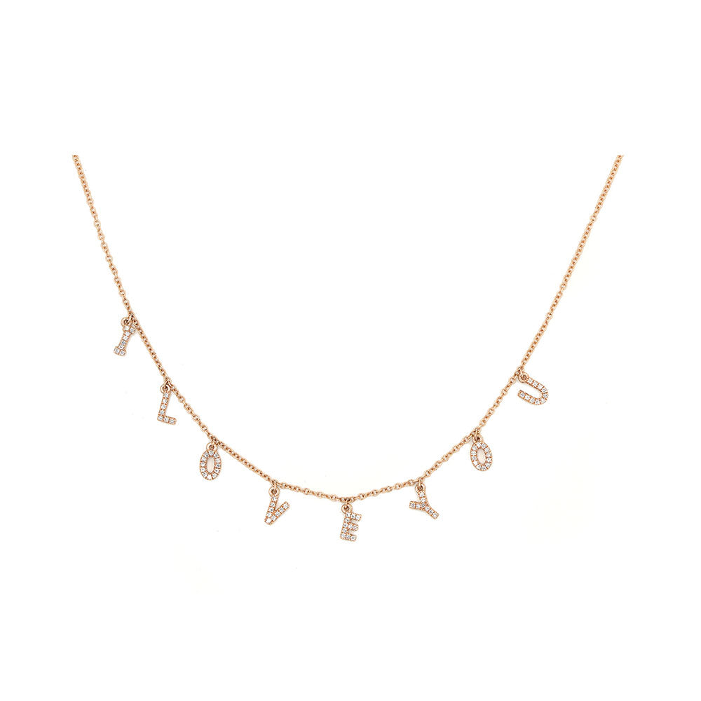14k Rose Gold Diamond "I Love You" Necklace
