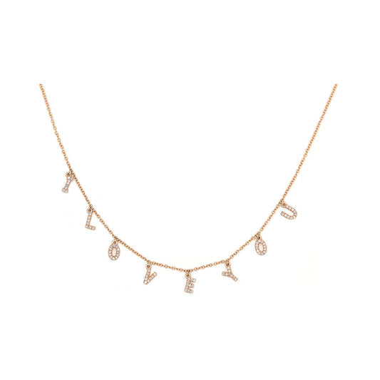14k Rose Gold Diamond "I Love You" Necklace