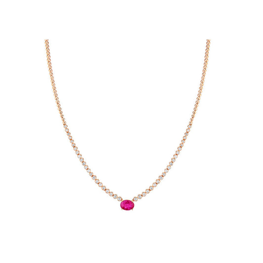 14K Rose Gold Diamond and Ruby Choker
