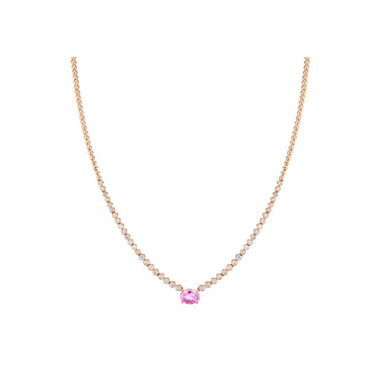14K Rose Gold Diamond and Pink Sapphire Choker