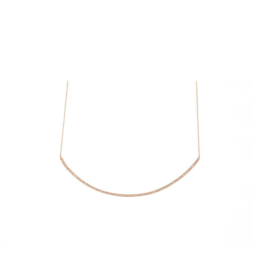14KT Rose Gold Diamond Pave Skinny Crescent Neckalce