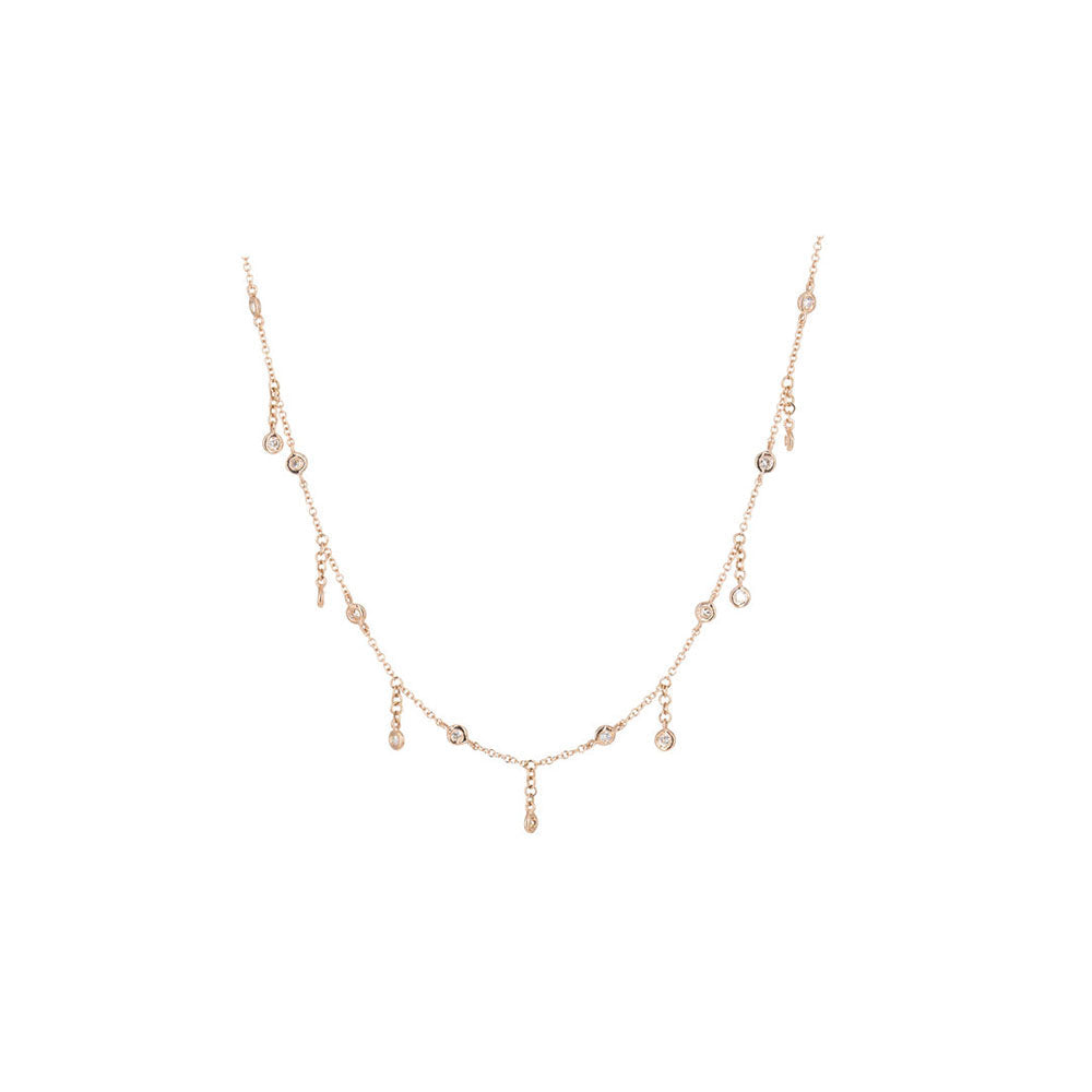 14KT Rose Gold and Diamond Drop Choker