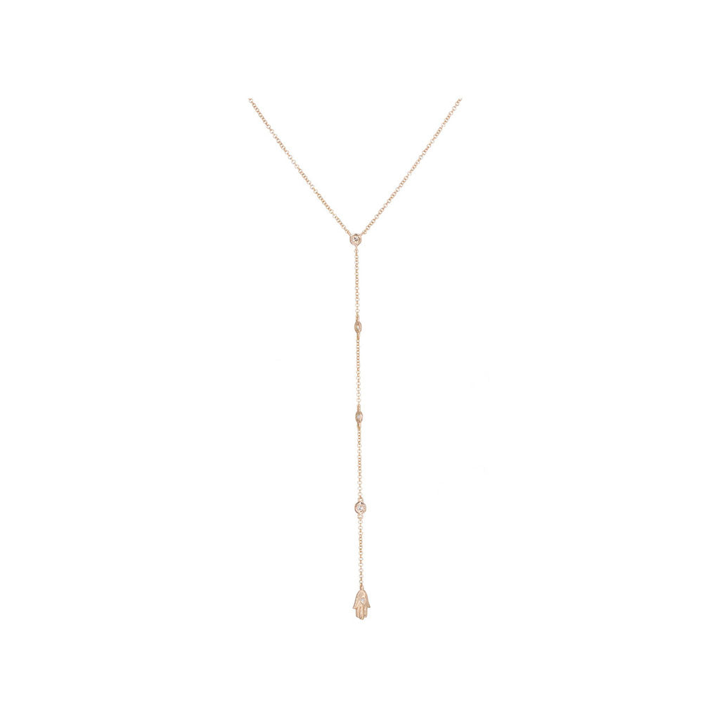 14KT Rose Gold Diamond by the Yard with Hand of G-d Charm