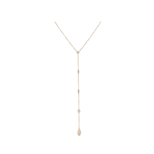 14KT Rose Gold Diamond by the Yard with Hand of G-d Charm