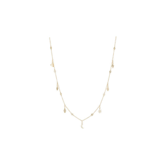 14KT Yellow Gold Diamond Pave Charm Necklace