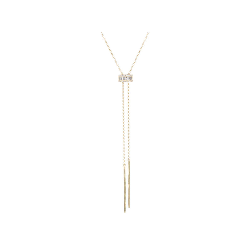 14KT Rose Gold Diamond and Baguette Adjustable Lariat