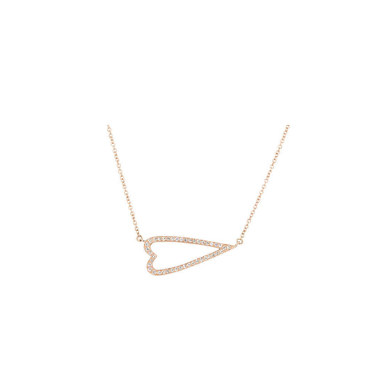 14KT Rose Gold Diamond Pave Sideways Heart