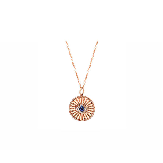 14k Rose Gold Sapphire and Diamond Evil Eye Charm