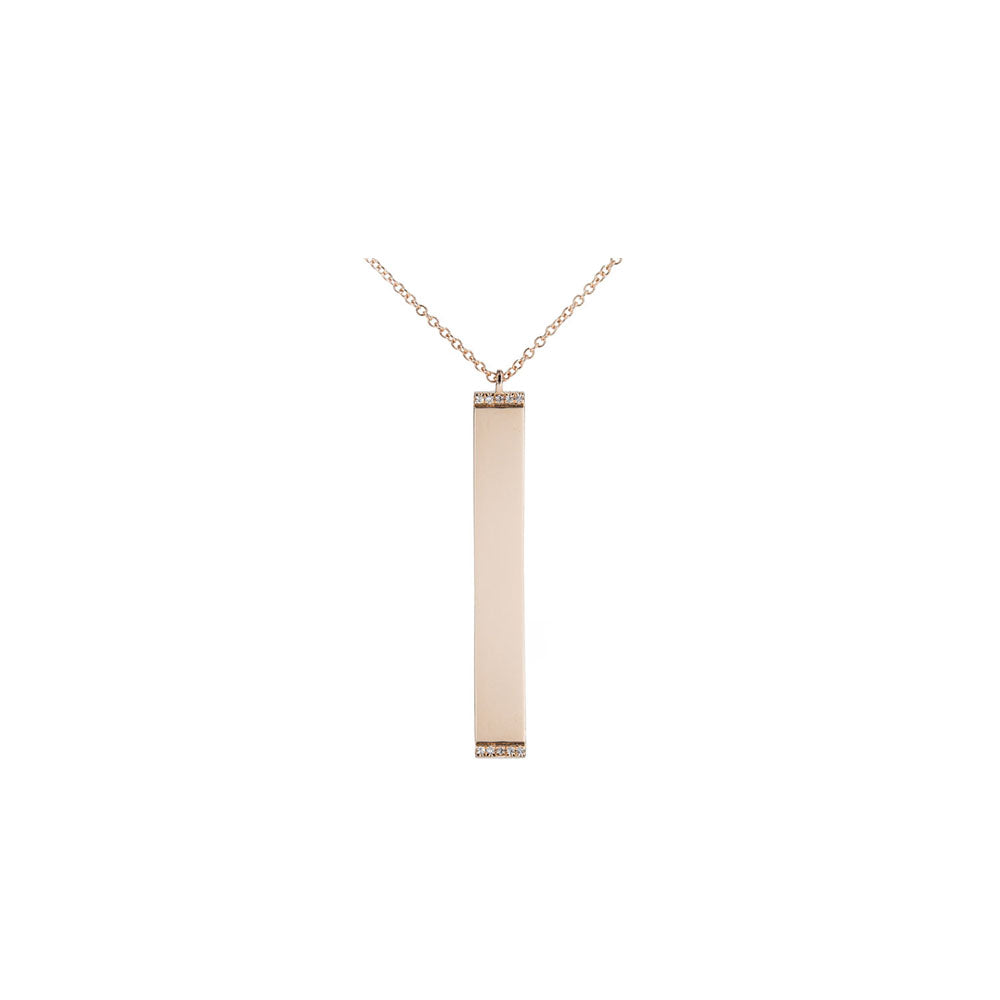 14KT Rose Gold and Diamond Long Engraveable Necklace