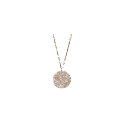 14KT Rose Gold Diamond Pave Disc Necklace