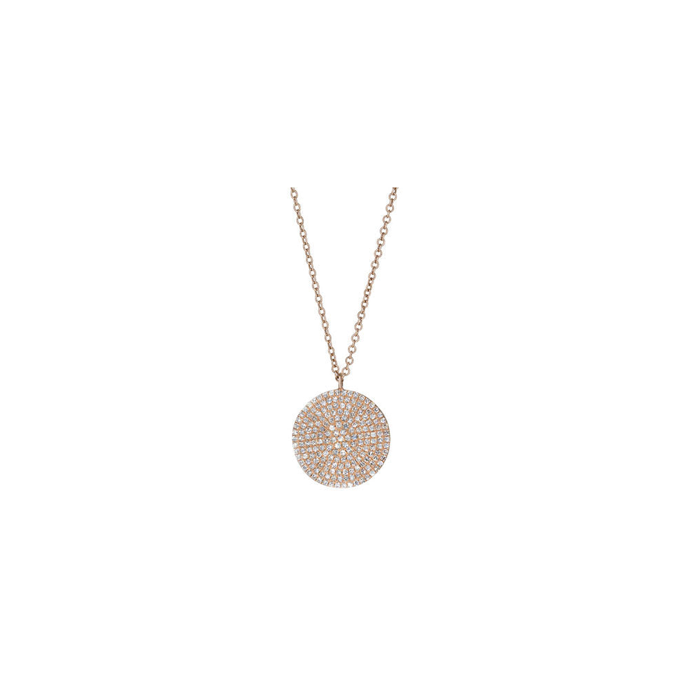 14KT Rose Gold Diamond Pave Disc Necklace