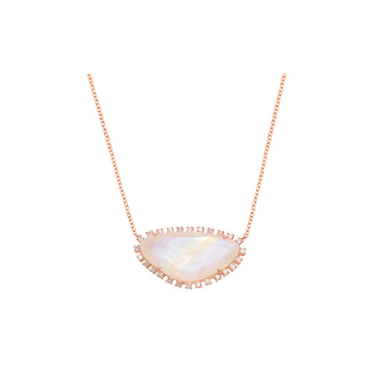 14K Gold, Diamond & Moonstone Slice Necklace
