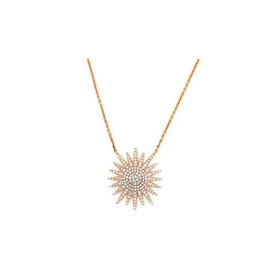 14k Rose Gold Diamond Pave Starburst Necklace