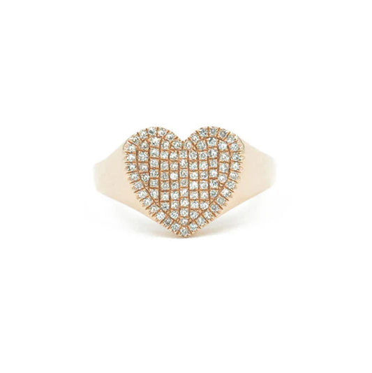 14KT Rose Gold Diamond Pave Heart Ring