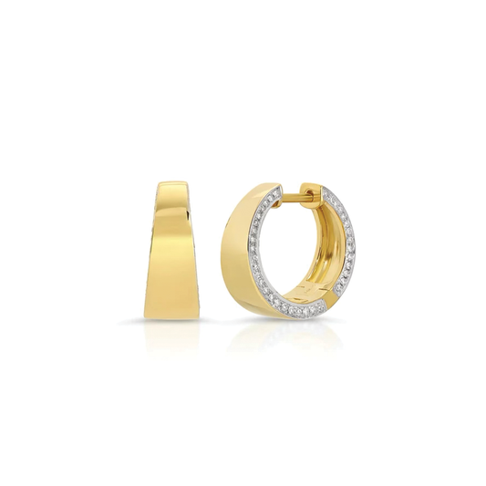 14K Diamond Edge Tapered Hoop Earring