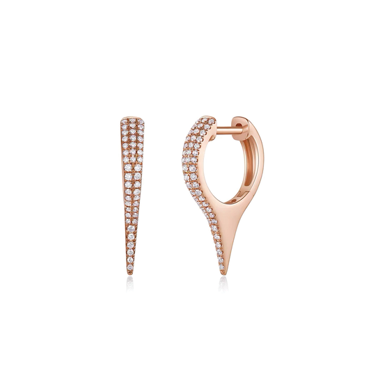 14K Short Pave Diamond Spike Earring