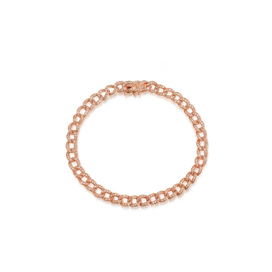 14KT Rose Gold Diamond Pave Chain Link Bracelet
