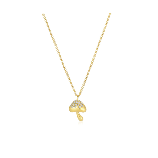 14K Small Diamond Mushroom Necklace