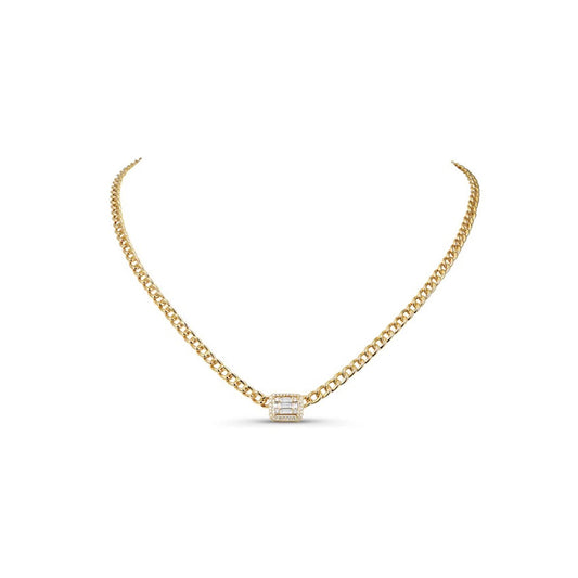 Baguette Diamond Chainlink Necklace