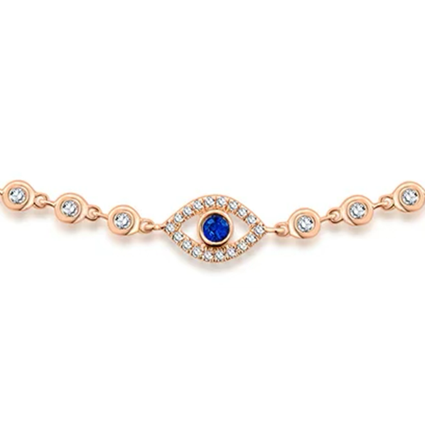 14K Bezel Blue Sapphire Eye Bracelet