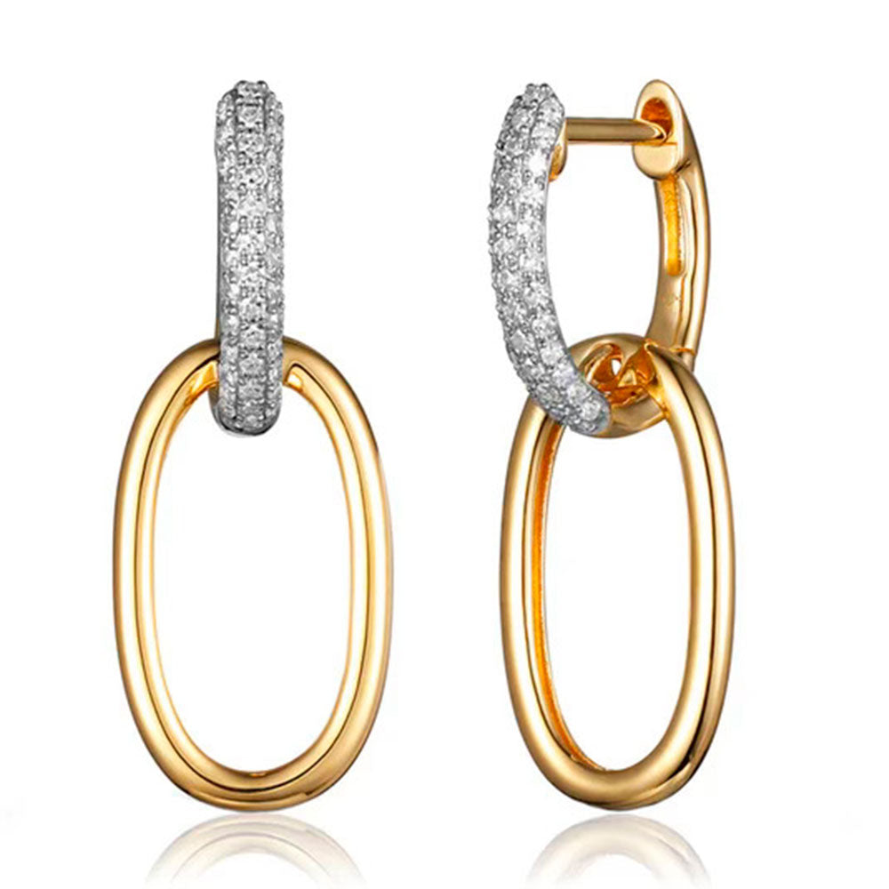 Diamond Oval Link Huggie Earring