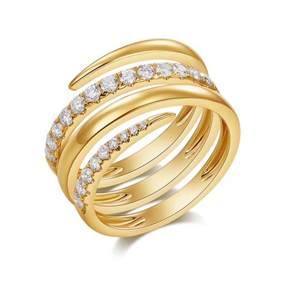 Diamond & Gold Spiral Claw Ring