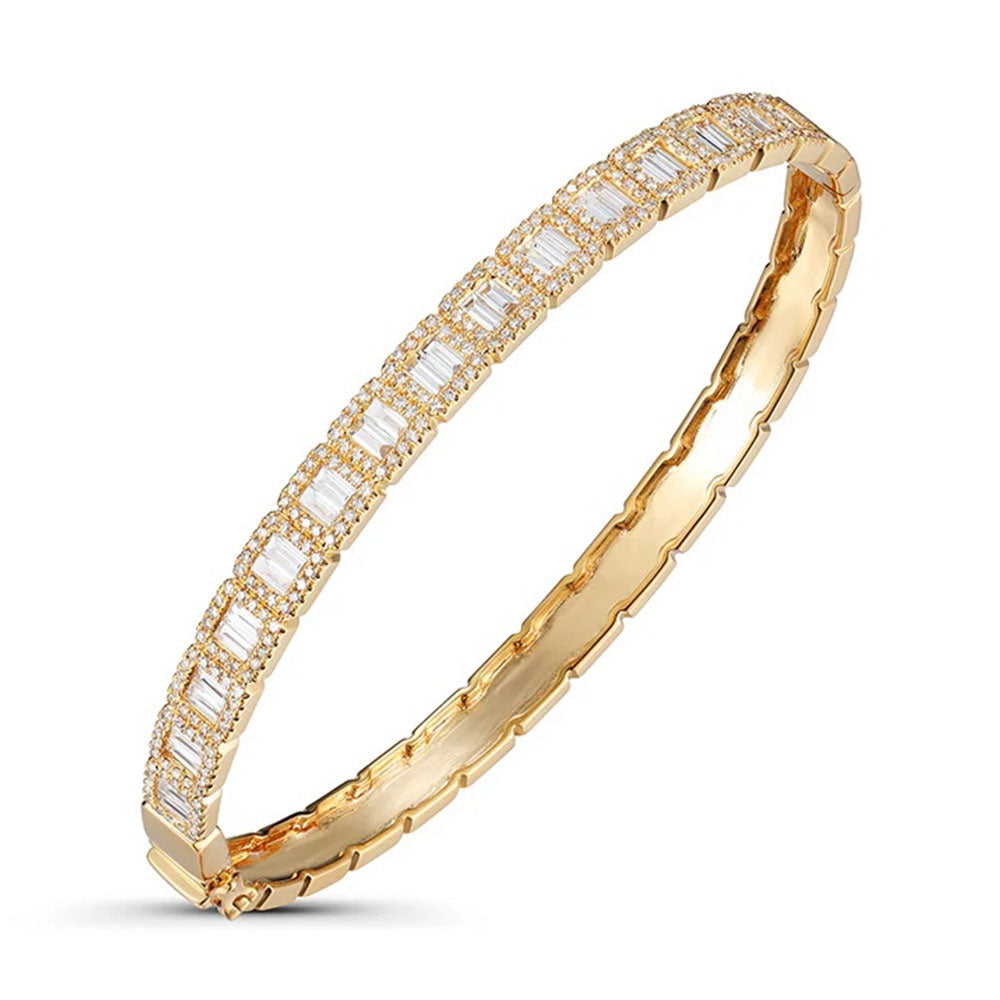 Halo Baguette Diamond Bangle