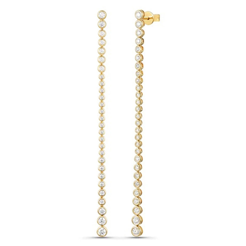 Long Diamond Bezel Drop Earring