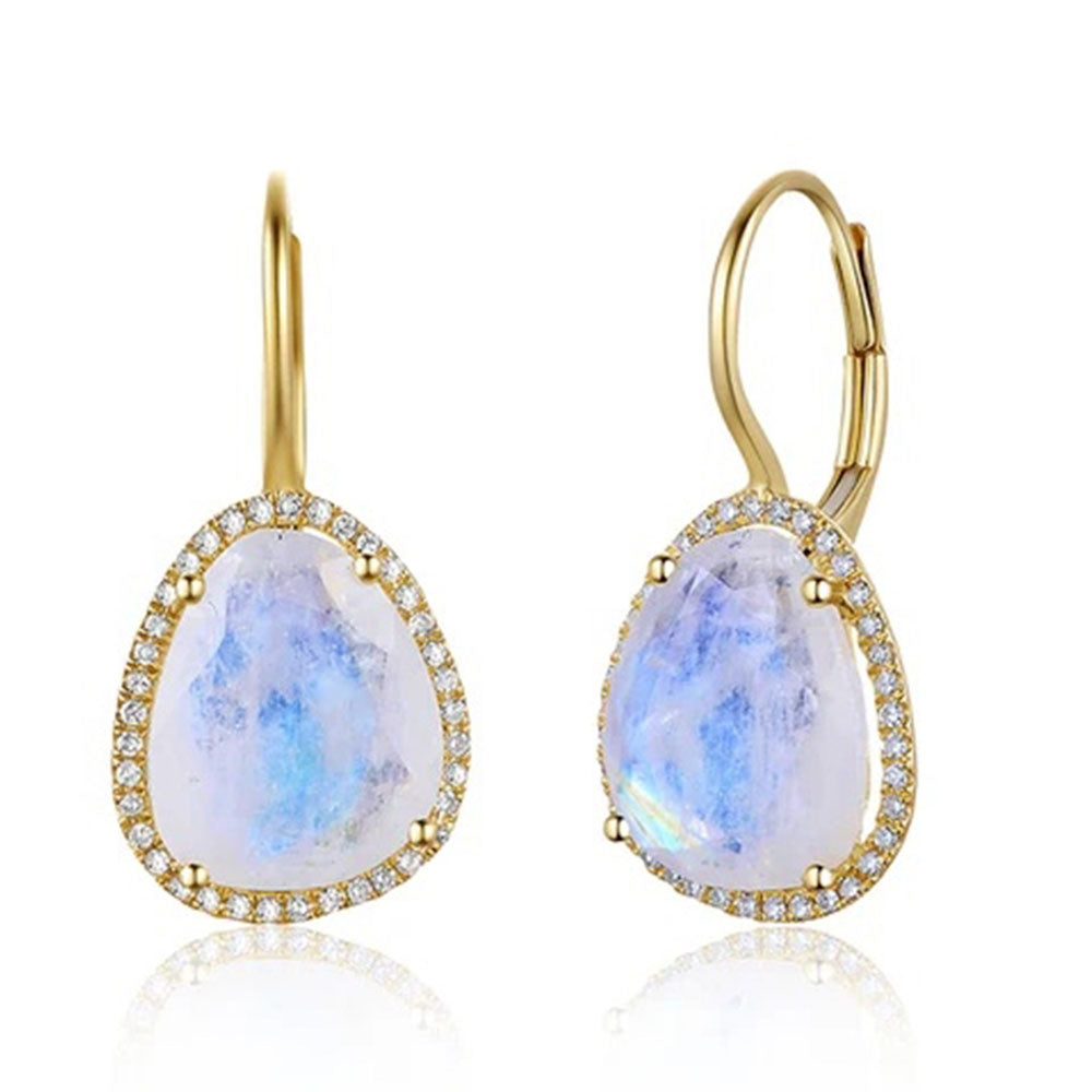 Organic Moonstone Diamond Leverback Earring