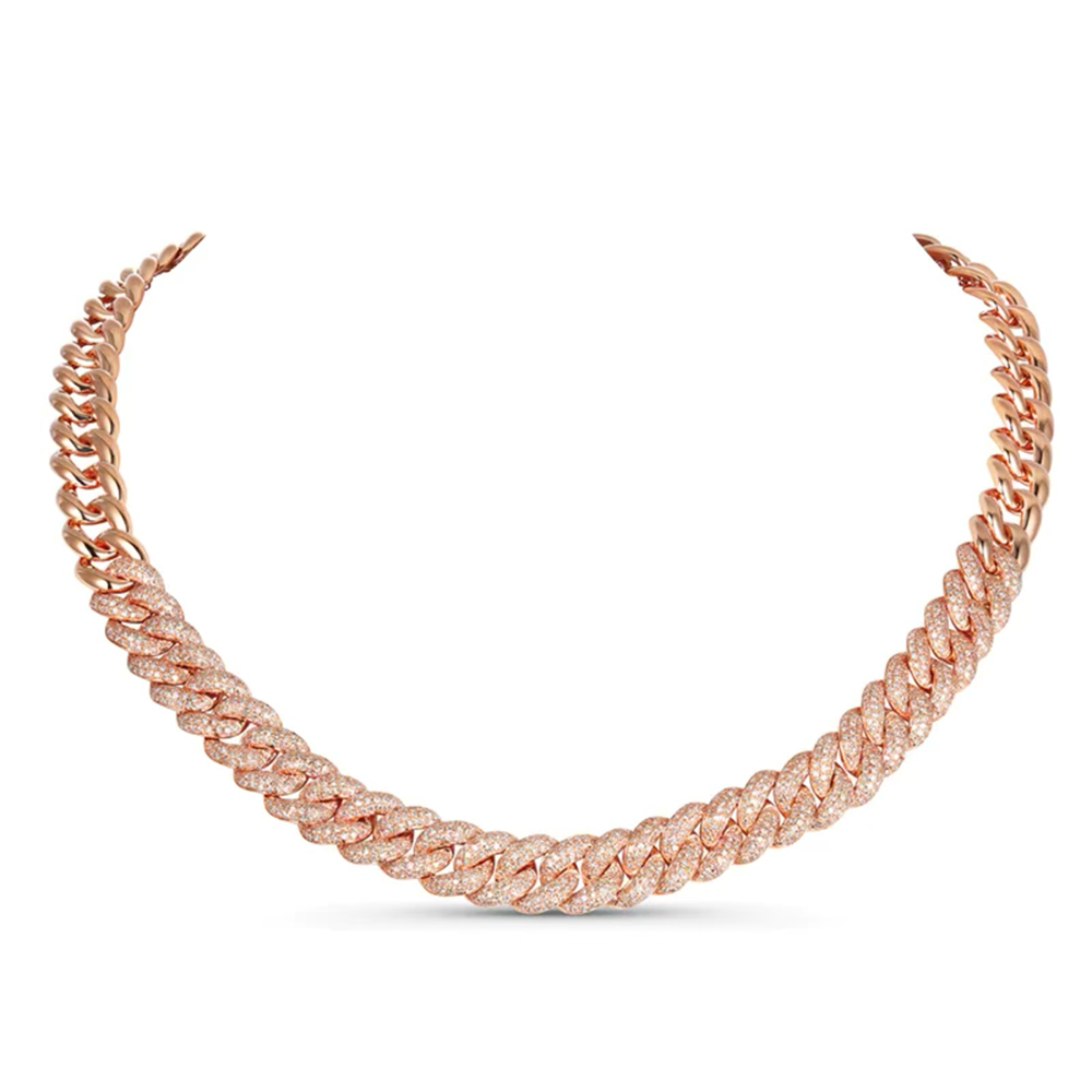 14KT Rose Gold Chunky Diamond Link Necklace
