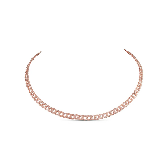 14k Rose Gold Diamond Link Necklace