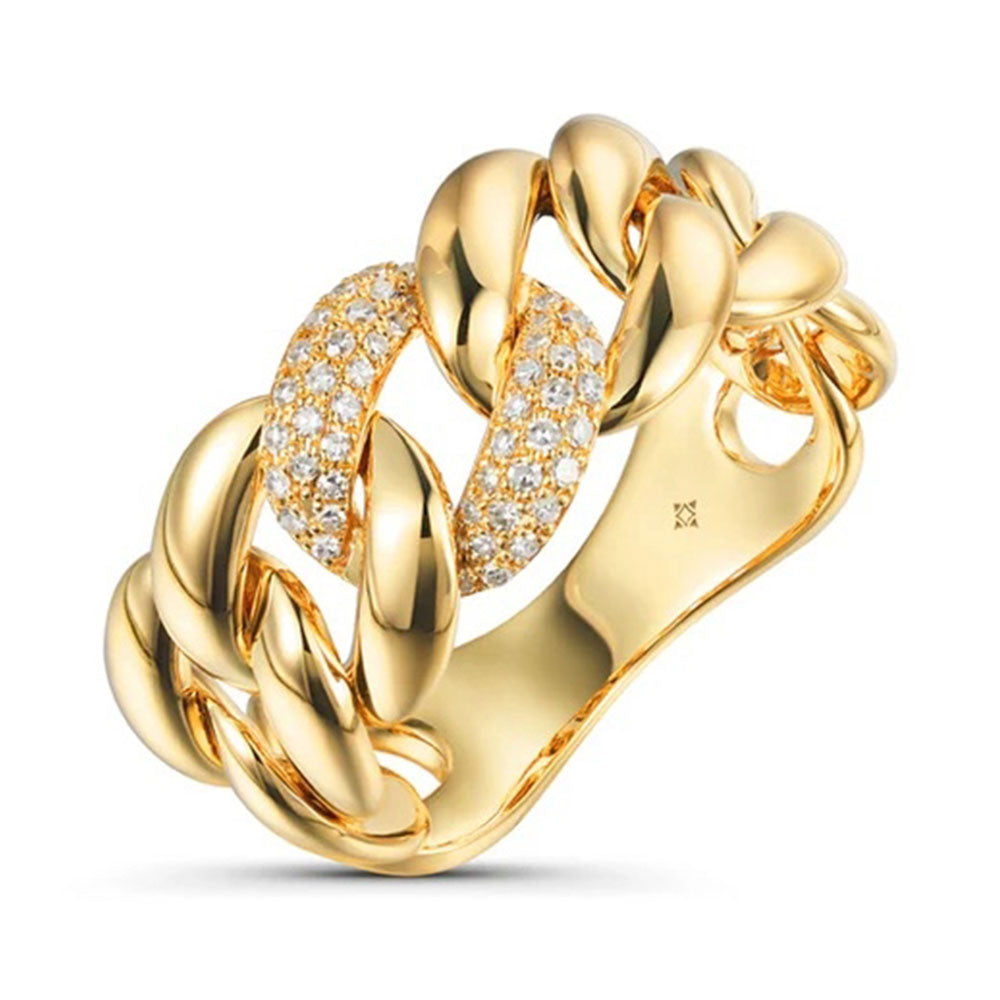 Single Pave Diamond Link Flex Ring