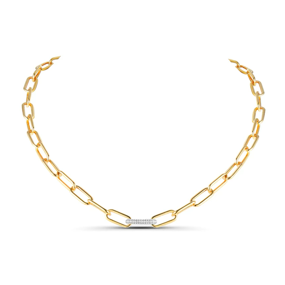 14K diamond link paperclip necklace