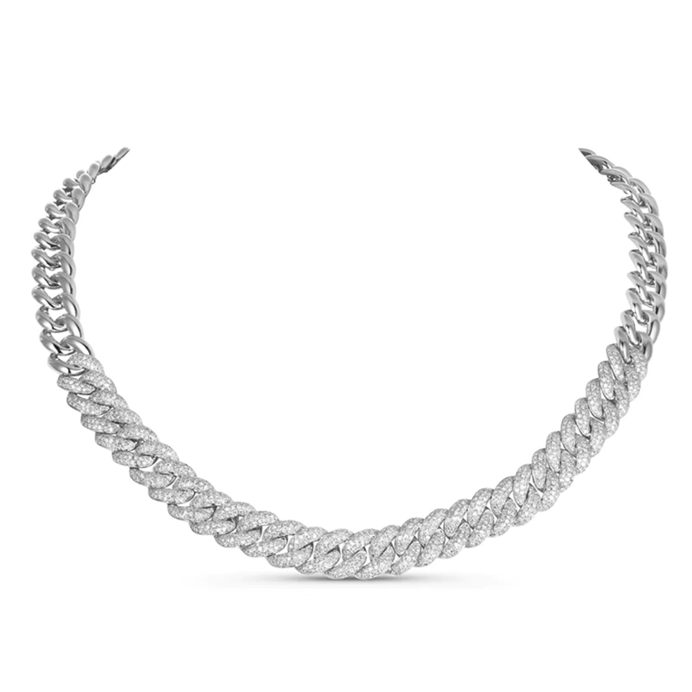 14KT White Gold Chunky Diamond Link Necklace