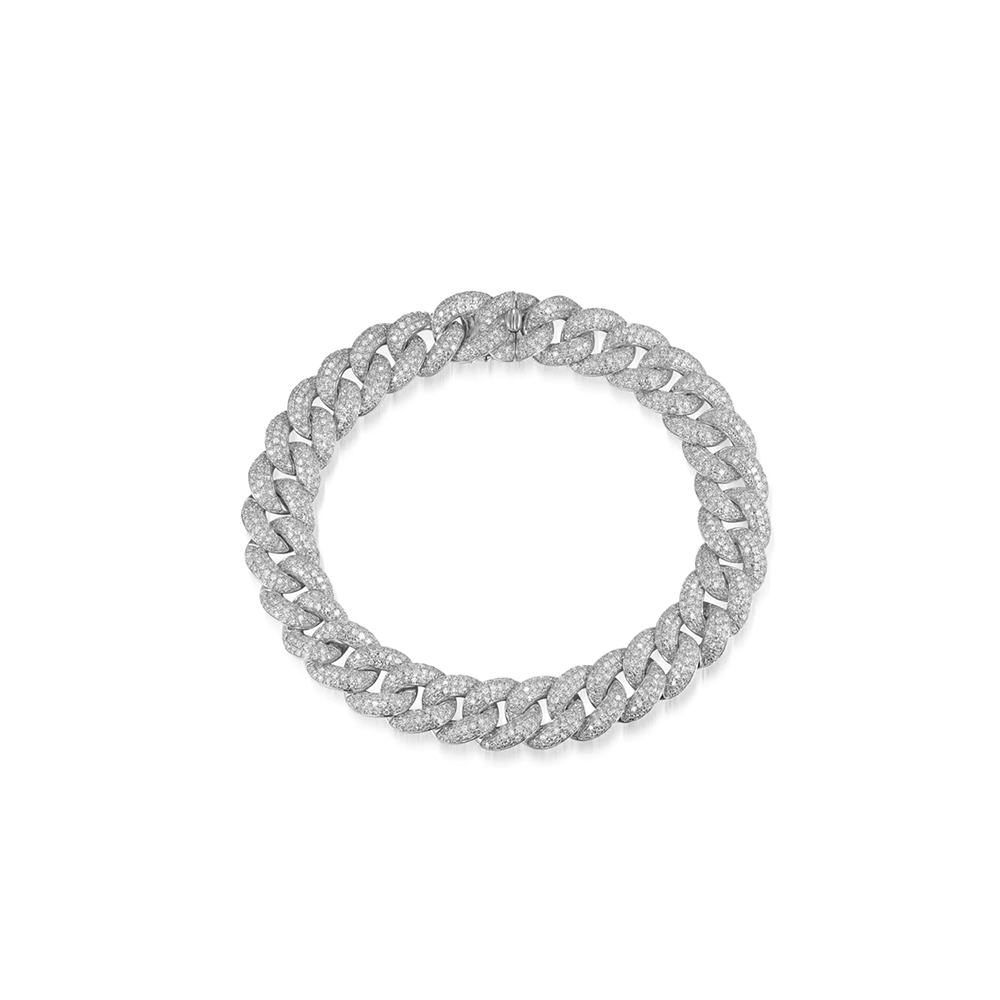 14KT White Gold Jumbo Diamond Pave Chain Link Bracelet